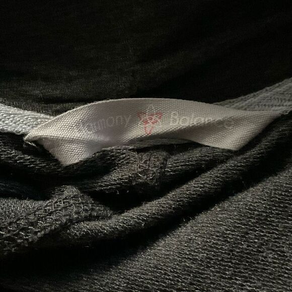 HARMONY BALANCE Cold Shoulder Cowl Neck Long Sleeve Top, Charcoal, Size L - Picture 3 of 7